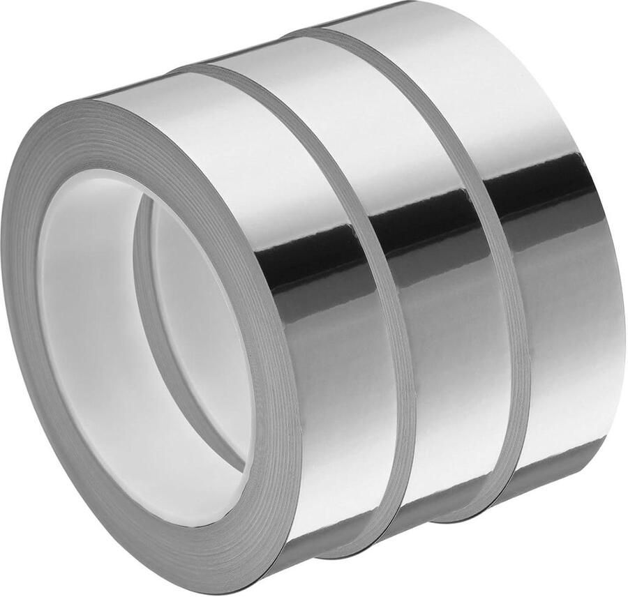 Allecto plus Zelfklevende Vloerwandnaad-sticker 3 Stuks Zilverfolielijnen Metallic Spiegeltape 10 x 200 cm Waterdichte Splijtafdichtingstape voor Badkamerkast