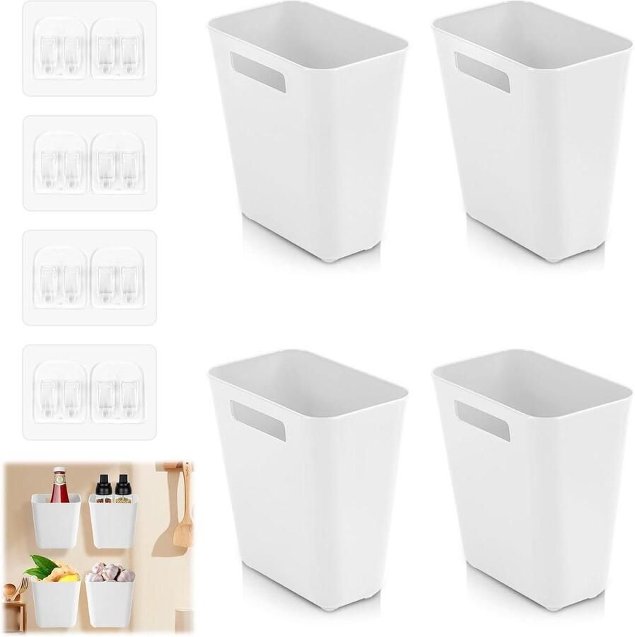 Allecto Plus Zelfklevende Voorwerpenorganizer Voor Badkamer en Kantoor Wandgemonteerde Opbergdoos Geen Gaten Nodig Wit Organisatie en Opslag voor Kast Koelkast en Woonkamer