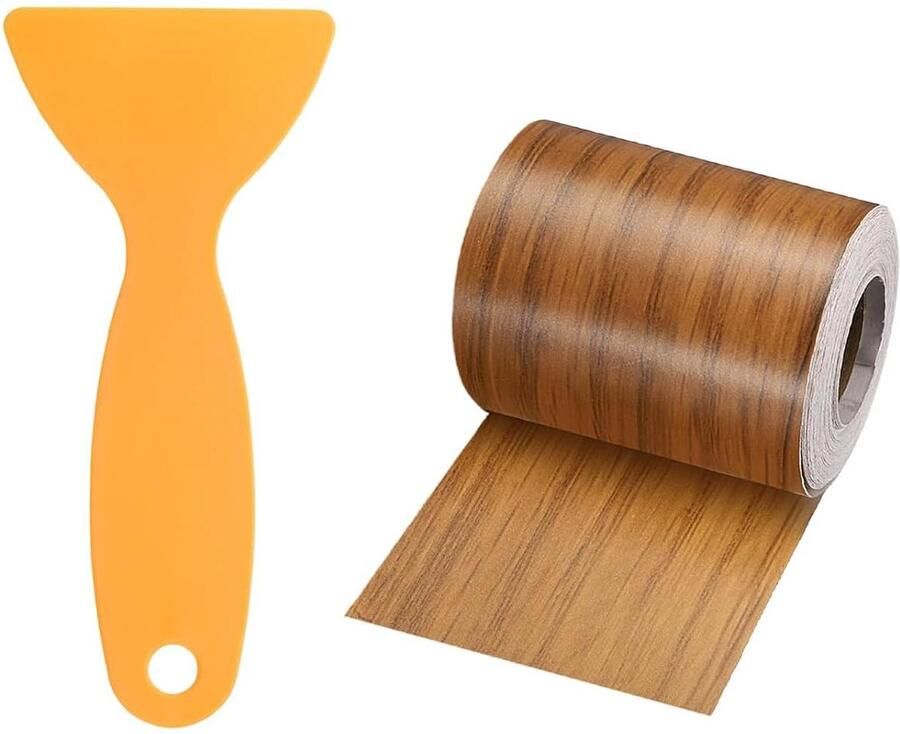 Allecto plus Zelfklevende Wood Grain Repair Tape 5 cm x 80 m donkerbruin hout voor tafels deuren ramen meubels