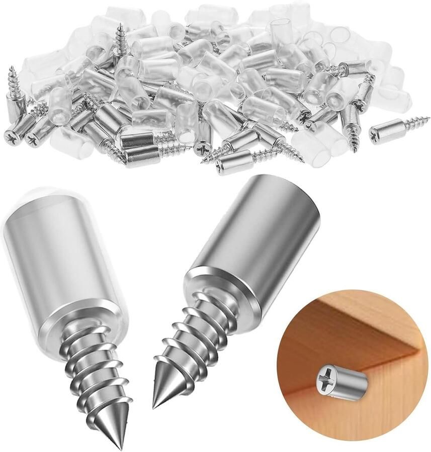 Allecto Plus Zelftappende Schroeven Plankdragers 75 mm 50 Stuks Metalen Plankhouder voor Kast Meubels met Anti-slip Afdekking