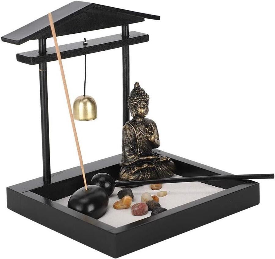 Allecto plus Zen Garden Boeddha Ornament Standbeeld met Wierookhouder en Zand Decoratie Voor Thuiskantoor of Bureau