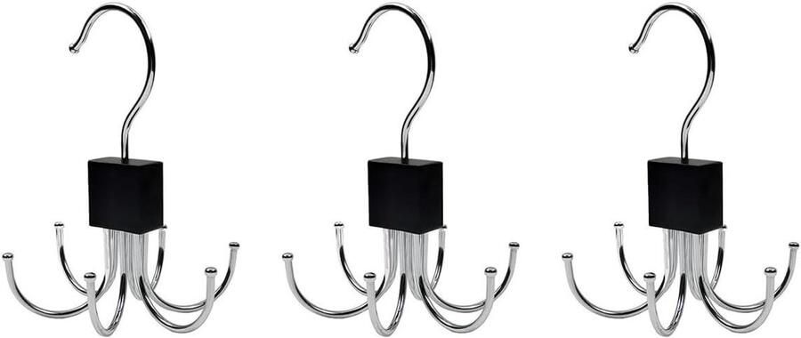 Allecto plus Zeshoekige haken voor draaibare riemhanger voor garderobe 3 stuks Handig voor sokken riemen en handschoenen