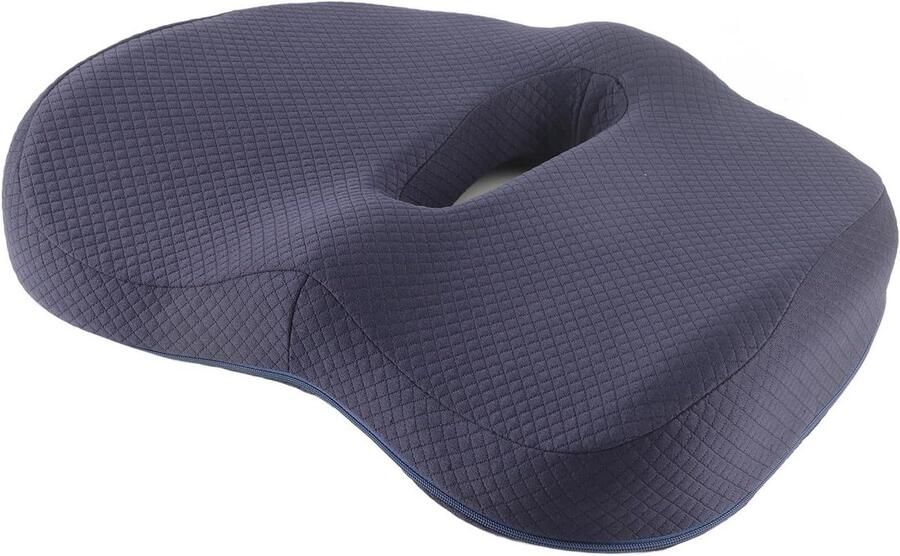 Allecto Plus Traagschuim Zitkussen Ademend Ovaal Hol Orthopedisch Kussen voor Bureaustoel Auto Bij Stuitbeenpijn Verlichting