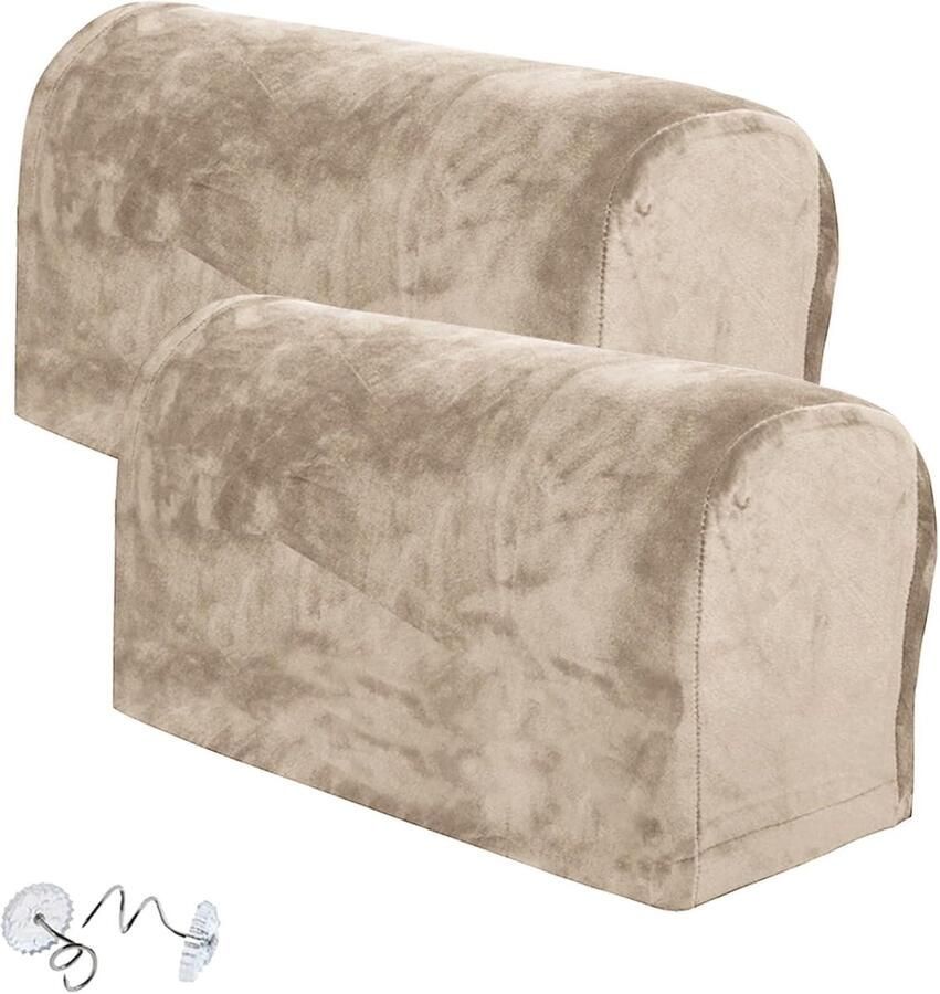 Allecto Plus Zitkussen voor Armleuningen Zachte Antislip Armleuningbeschermers voor Stoelen en Banken Khaki Kleur Meubelbescherming met Zoekwoorden: Armleuning Antislip