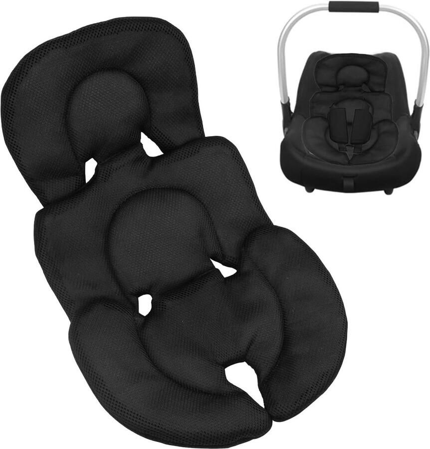 Allecto Plus Zitverkleiner voor pasgeborenen Zacht zitkussen voor babyzitje Comfortabel autostoelkussen Kinderwagen Hoge stoel Zwart