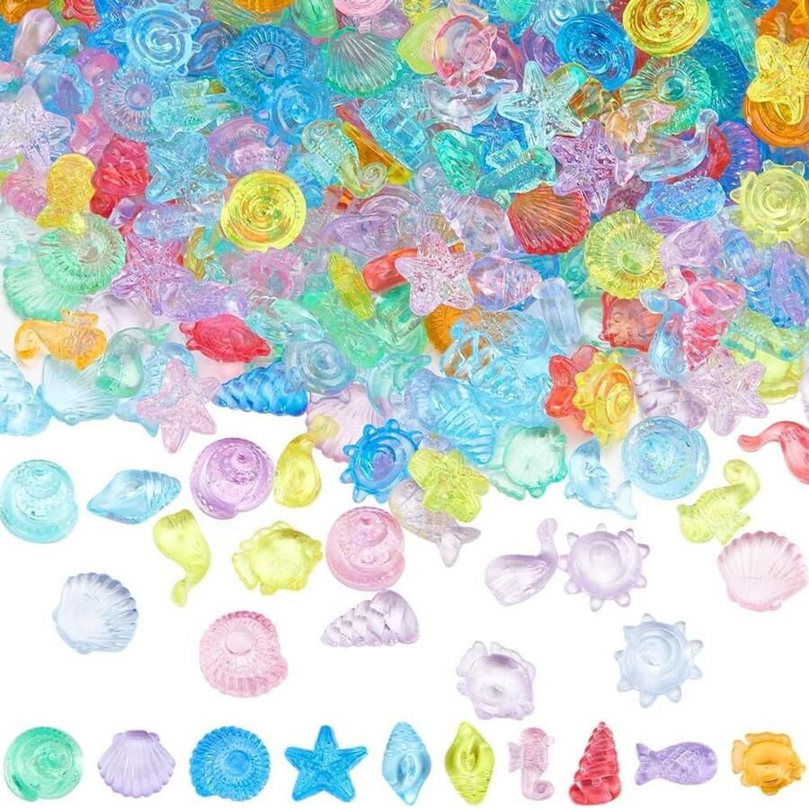 Allecto plus Zomer Vaas Vuller Decoraties in Kleuren Oceaan Thema Strandfeest Decor Plastic Vulstoffen met Zeesterren Zeeschelpen en Vissen Voor Tafel- en Kaarsenvazen