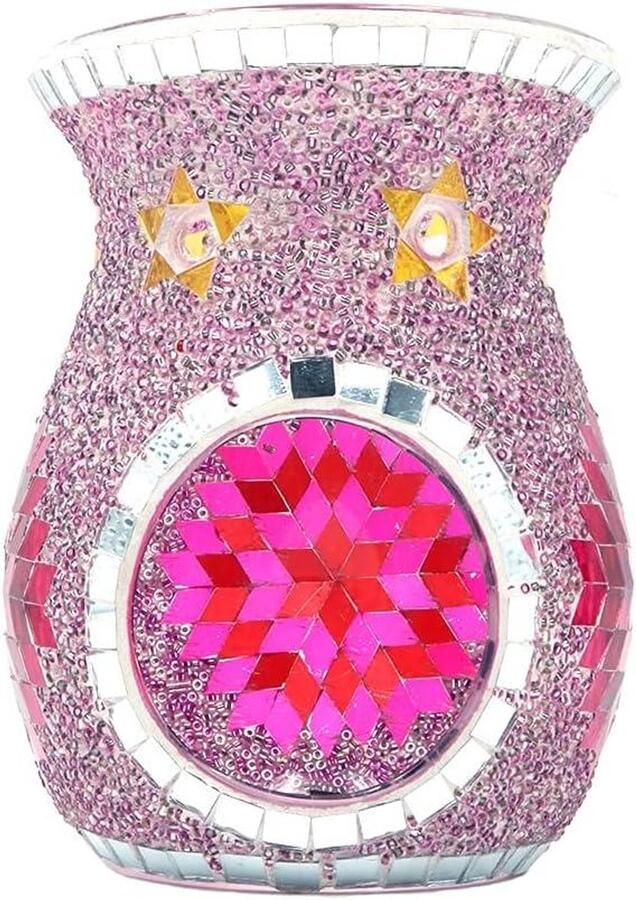 Allecto plus Zon Bloem Mozaïek Glas Kandelaar Tafel Middenstuk Home Decor (Paars) met Etnische Stijl voor Bruiloft en Interieurontwerp