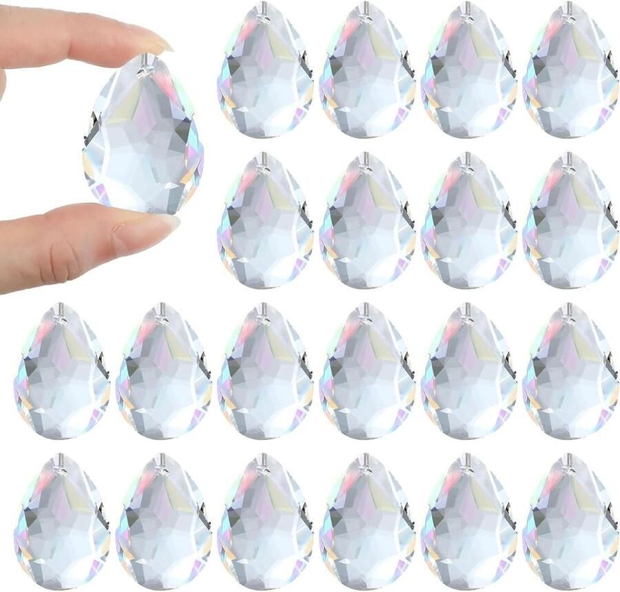 Allecto plus Zonnekap kristal 20 stuks Suncatcher kristal Prisma druppels Hangend Lichtvangers Ramen Tuin Kroonluchters Bruiloften DIY decoratie 38 mm glaskristallen