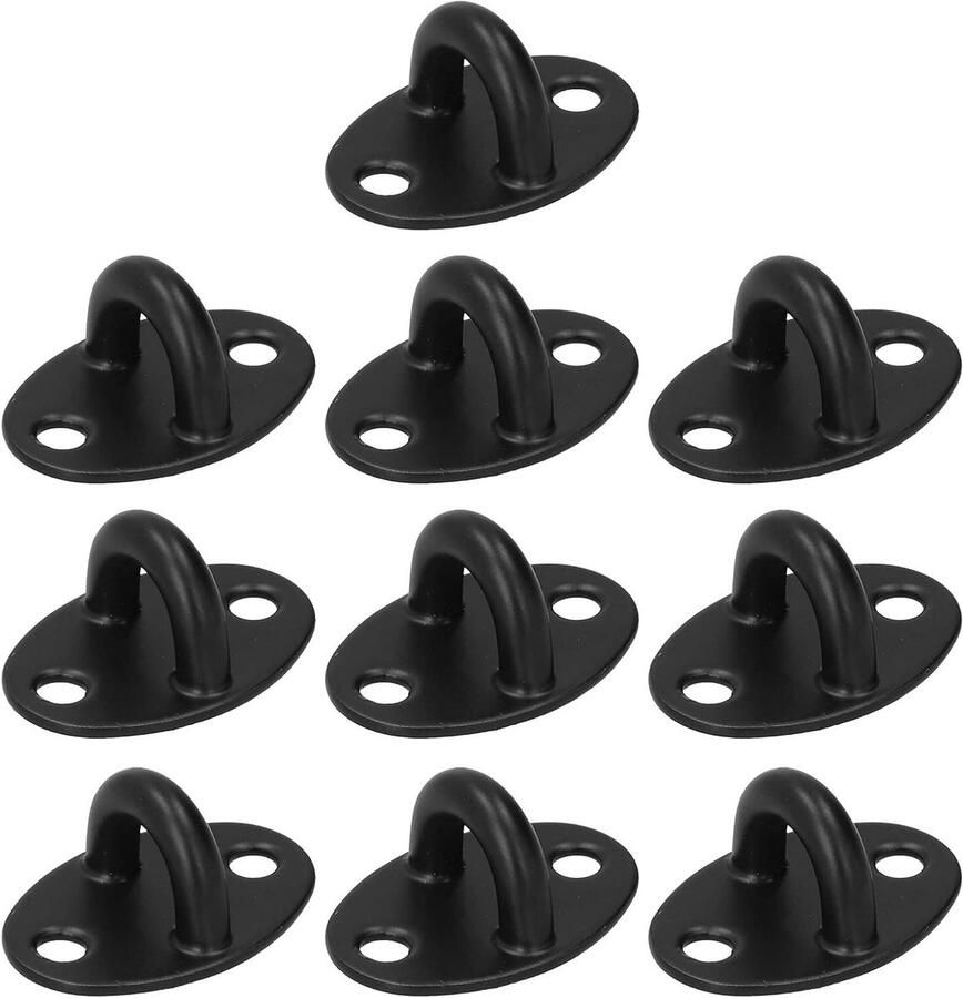 Allecto Plus Plafondhaken RVS Set van 10 stuks Zwart Draagvermogen Binnen en Buiten Ophangen Schommelstoelen Hangmatten Stevig