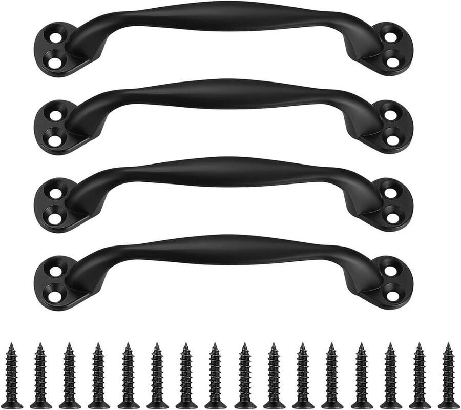 Allecto Plus Zwart Meubelknoppen Keukengrepen Deurknoppen Set van 4 met Schroeven