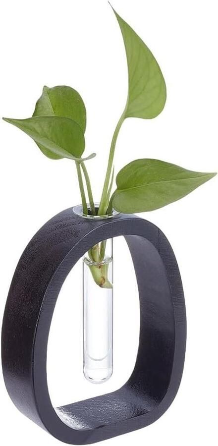 Allecto plus Zwarte Houten Vaas Bureau Hydrocultuur Plant Decoratie Woondecoratie Tuin Terrarium