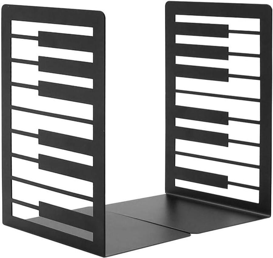 Allecto plus Zwarte metalen boekensteunen voor piano muzikale thema antislip voor kinderen en muziekliefhebbers bureauorganizer voor bibliotheek of school