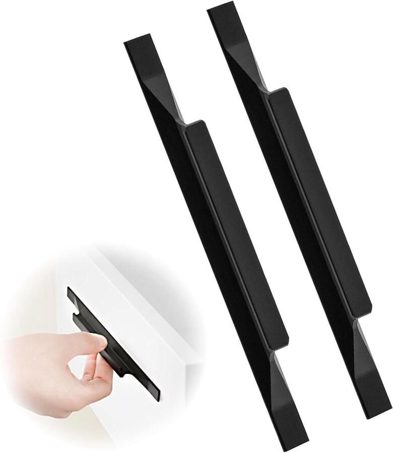 Allecto Plus Zwarte roestvrijstalen deurgreep voor keukenkasten 64mm gatafstand T-bar handvat Kledingkastdeur Keuken lade Deurgrepen Stijlvol en praktisch