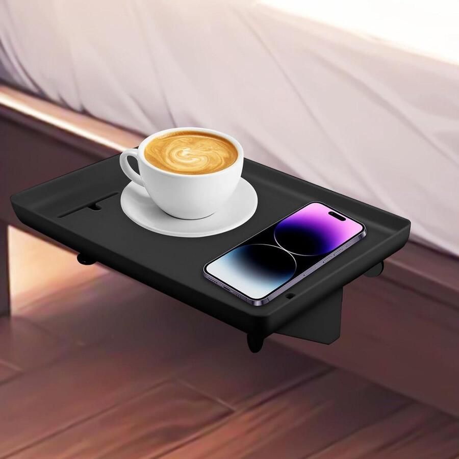 Allecto Plus Zwevend beddienblad voor stapel- en boxspringbed 32 x 23 3 zwart met kabelmanagement