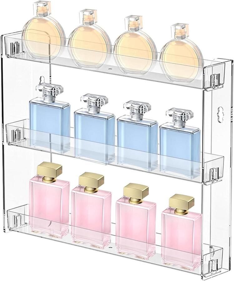 Allecto Plus Zwevende Acryl Wandplank voor opslag van Anime Figuren Nagellak en Meer zonder Boren
