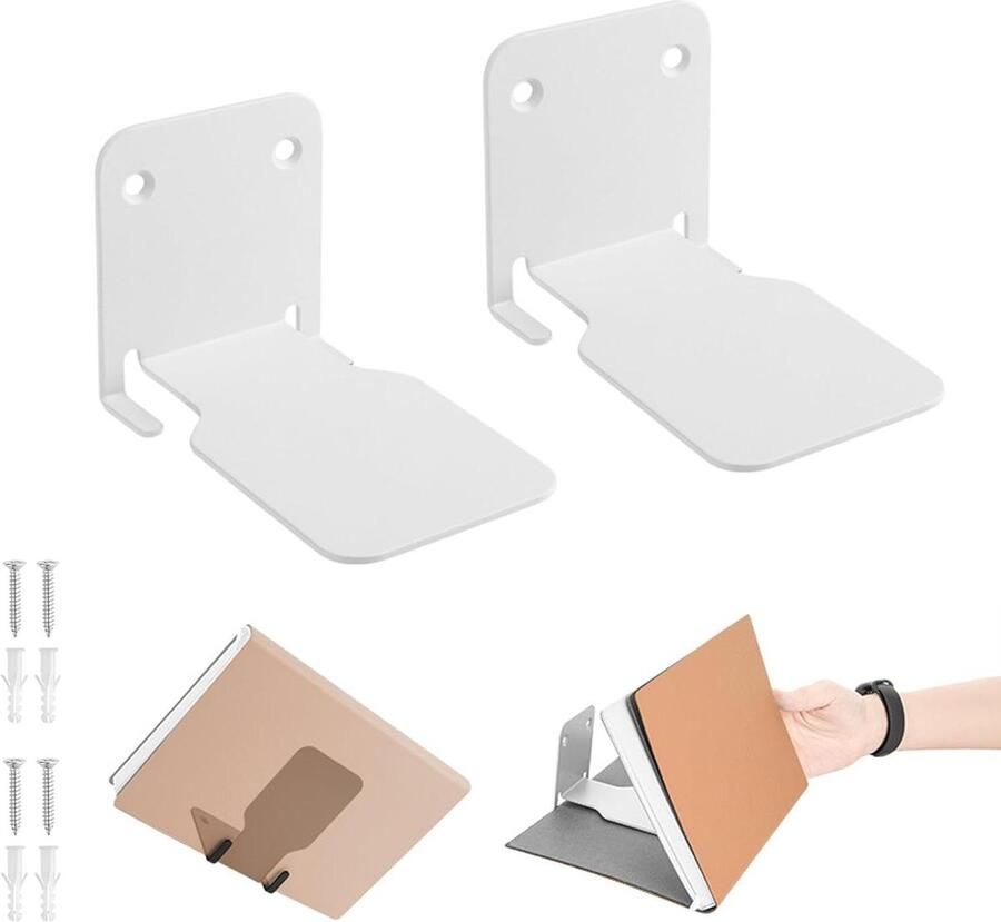 Allecto Plus Zwevende Boekenplank Set van 2 Roestvrijstalen Multi-Functionele Plank voor Boeken met Verborgen Houder voor Thuis Kantoor Klaslokaal