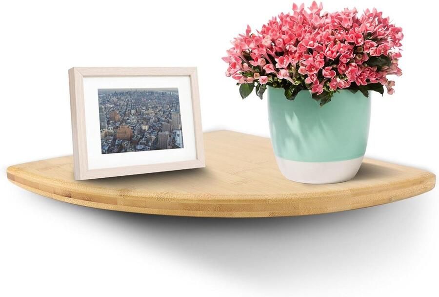 Allecto Premium Zwevend hoekwandrek van hout voor slaapkamer en badkamer 90 minimalistisch modern plankenrek