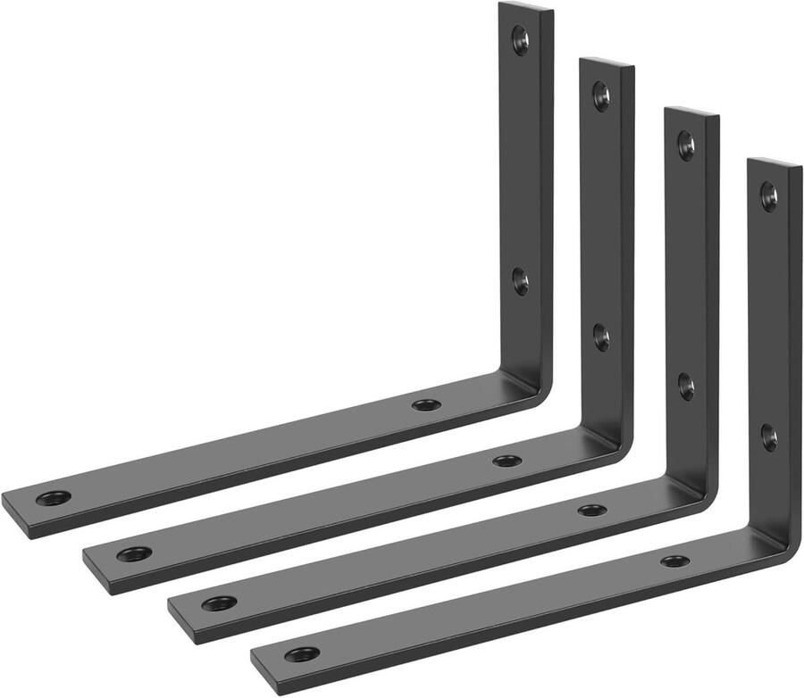 Allecto Plus Zwevende plank beugels Set van 4 stuks Onzichtbare montage Zwart Sterke draagkracht