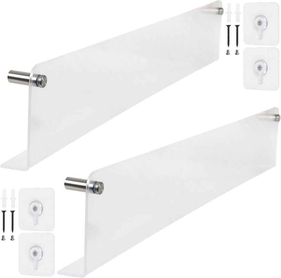 Allecto Plus Zwevende planken van acryl voor vinylplaten en tijdschriften Set van 2 Decoratieve wandplanken voor woonkamer en slaapkamer Brochurehouder Prikbord Ledge Display Foto Display Wandgemonteerd