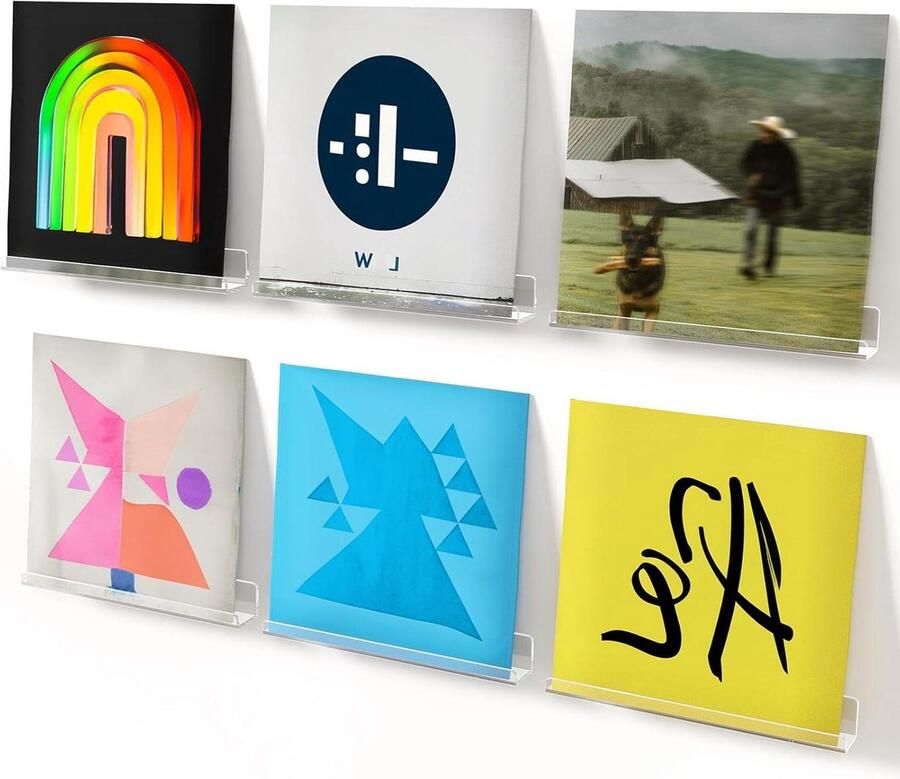 Allecto Plus Zwevende Planken Vinyl Platen 10 Stuks Doorzichtige Acryl Muurplank voor Kamer Decoratie Boek Foto Make-up Display Slaapkamer Woonkamer Badkamer Opslag Organisatie 75 characters