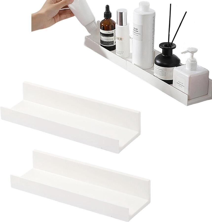 Allecto plus Zwevende planken wit 2 stuks wandgemonteerde opbergplanken geen boren nodig keuken badkamer woonkamer slaapkamer kantoor