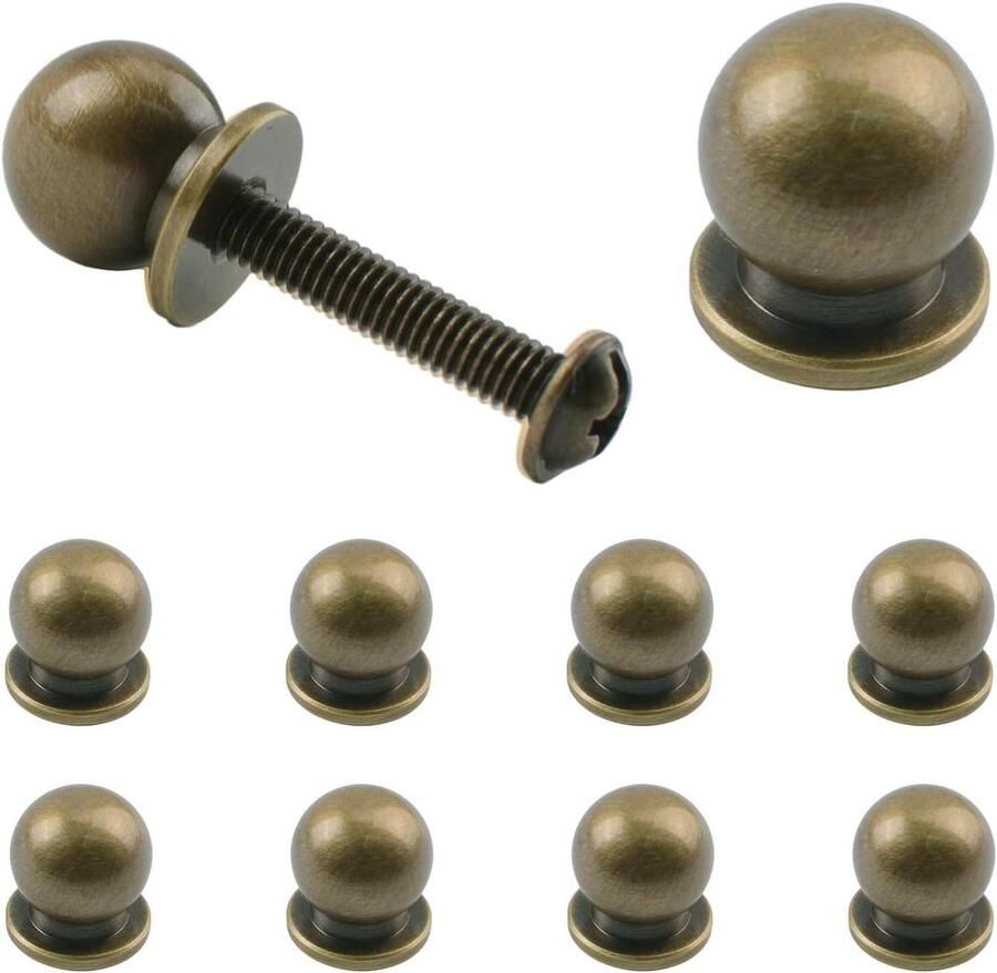 Allecto Premium 10 stuks mini-ladetrekkers messing knoppen juwelendoos spiegelkastdoos houten kist meubels brons metaal schroeven bijgevoegd