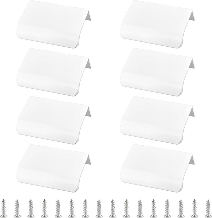 Allecto Premium 8 stuks Vingerrand Trek Aluminiumlegering Wit Kledingkast Handgrepen Laden Schuifdeuren Verzonken Handgrepen