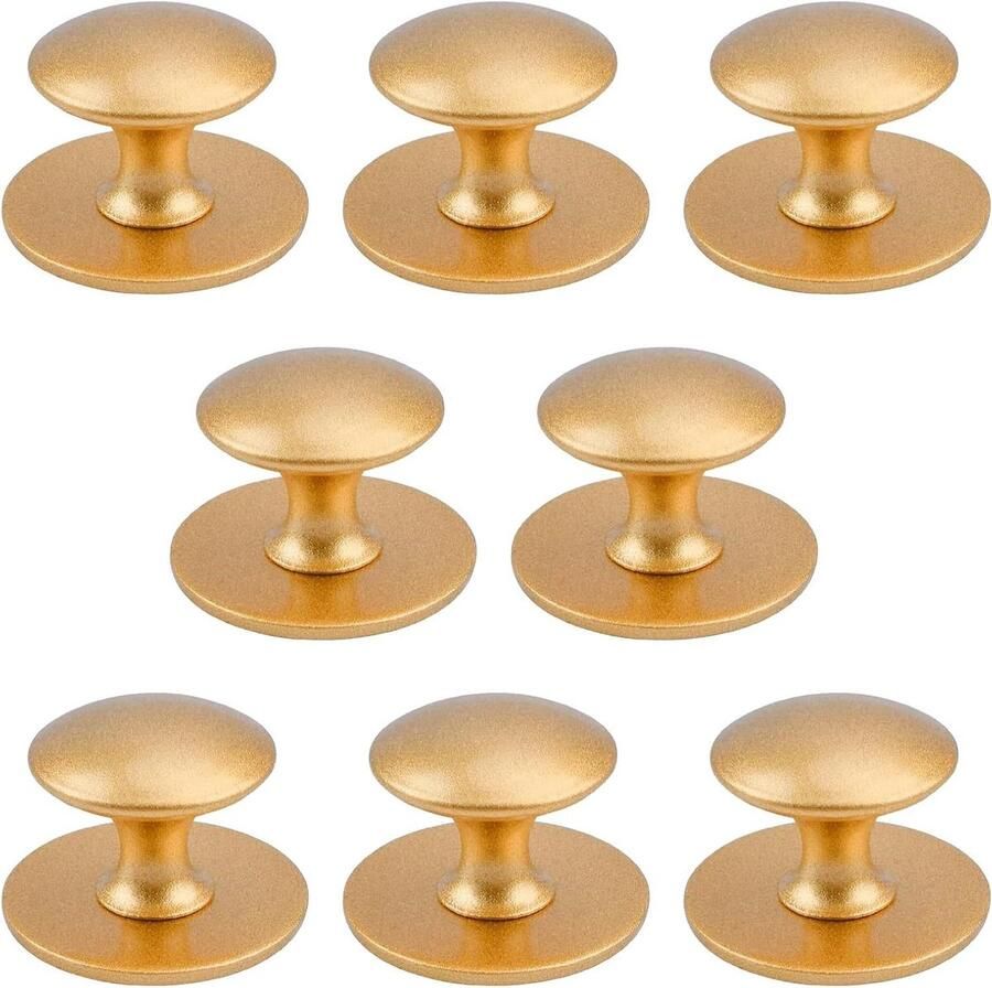 Allecto Premium 8 stuks zelfklevende kastknoppen voor keukenkasten en laden roestvrijstalen ladeknoppen decoratieve knoppen voor kledingkasten mat goud eenvoudig te monteren