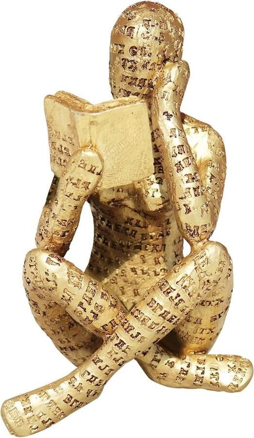 Allecto Premium Abstracte denker sculptuur voor vrouwen Gouden ornament moderne kunst Deco voor huis kantoor woonkamer Prachtig op tafel of plank met esthetische beeldjes