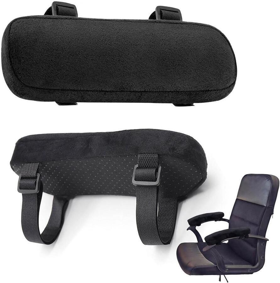 Allecto Premium Armleuningpads 2 stuks Ergonomisch bureaustoel armleuning Handschoenen bureaustoel Zwart Comfort tijdens het werken