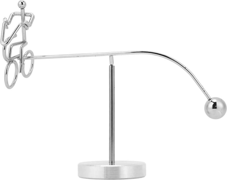 Allecto Premium Balance pendel Newton slinger fiets figuren Swing Gewichtheffen 16 5 x 14 x 5 cm Kleine Iron Man Ballen Tumbler Zilver Bureau Deco Ornamenten met Magnetische Balans