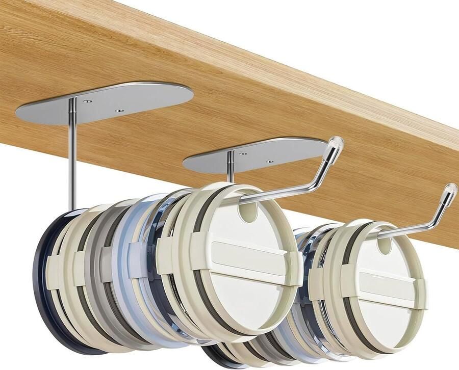 Allecto Premium Bekerdeksel Organizer voor Stanley-bekers Keukenkasten Organisatie Zelfklevende Bekerhaakjes 2 Stuks