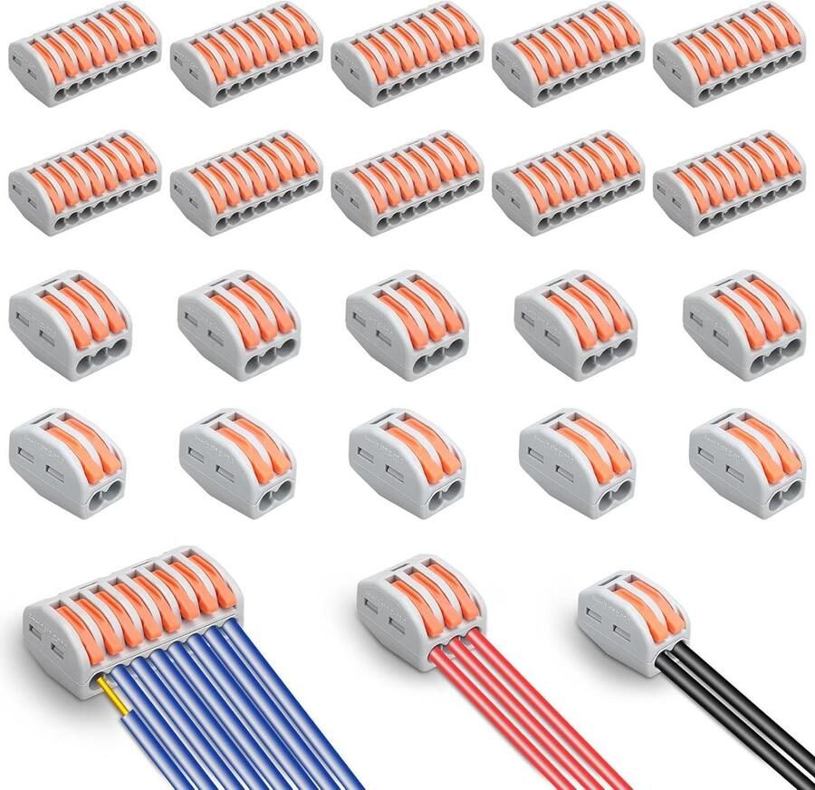 Allecto Premium Cable Connectors 20 stuks aansluitklemmen voor kroonluchters met bedieningshendel. elektrische terminal blokken plug-in Lester klemmen. Combineren van de nieuwste versies