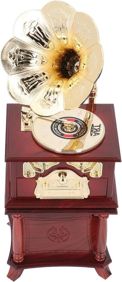 Allecto Premium Decoratieve grammofoon muziekdoos met retro design voor thuis decoratie op tafel of bureau