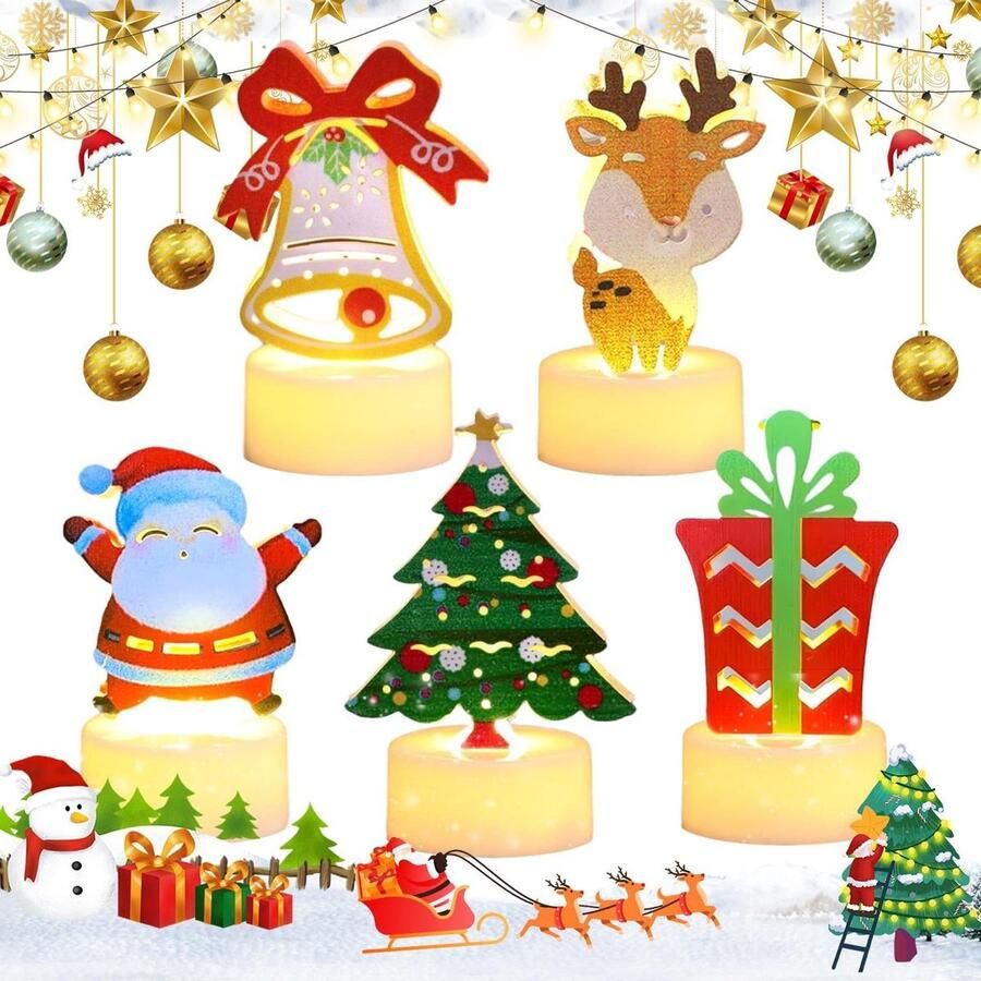 Allecto Premium Decoratieve LED Kaarsen Kerstverlichting voor Binnen Vlamloze Kerstkaarslampen Batterij Gevoed Kerstman Nachtlampje Eettafel Decoratie Feestelijke Sfeerverlichting