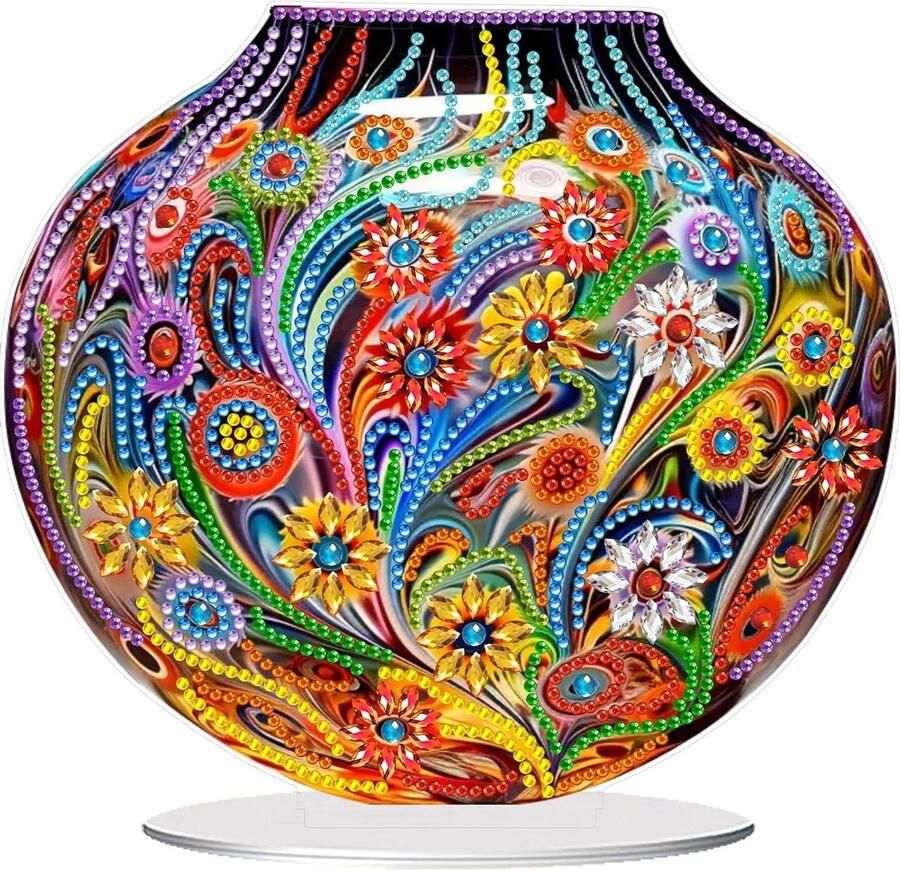 Allecto Premium Diamant Schilderij Kit voor Volwassenen DIY Desktop Decoratie Vaas Vloem Bureau Verjaardagsgeschenk