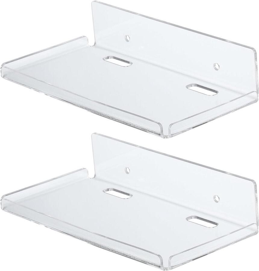 Allecto Premium Drijvende Planken Acryl Set van 2 203 cm Clear Wandplank voor Badkamer en Woonkamer Boekenplank Kabelmanager Slaapkamer Keuken Moderne Interieuraccessoires