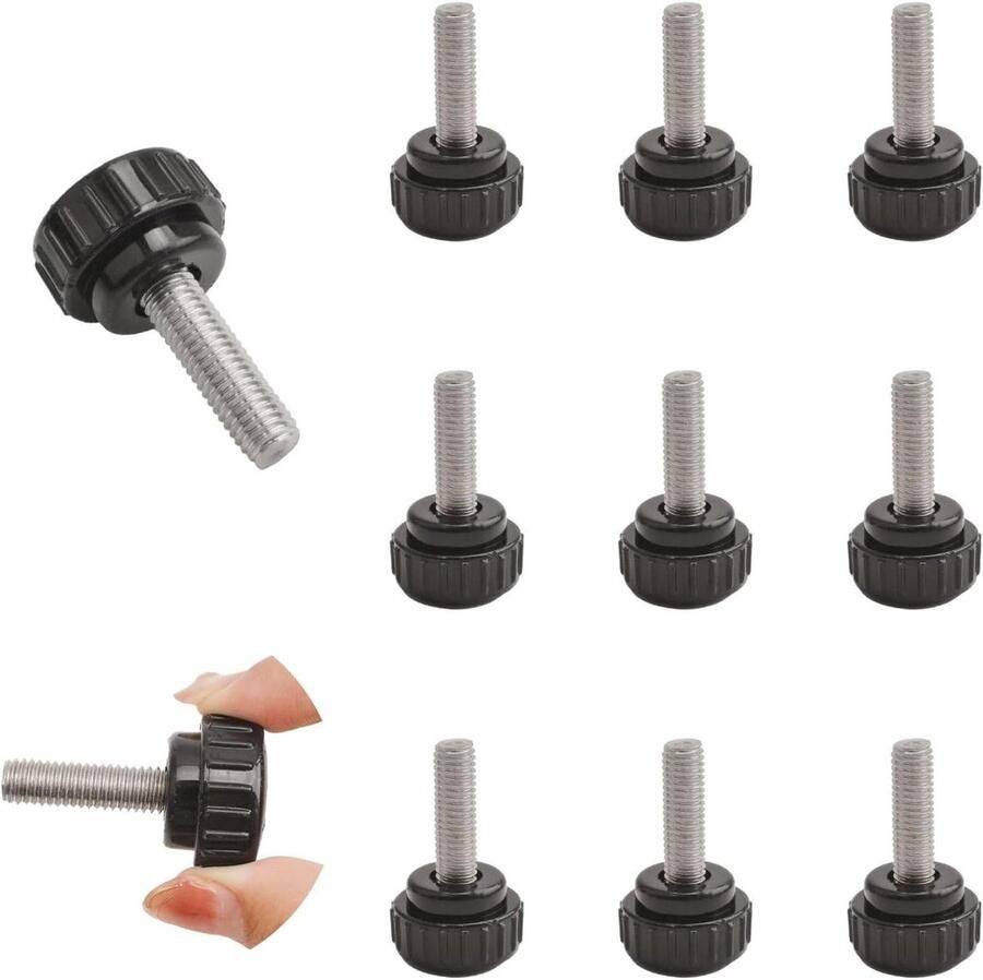 Allecto Premium Gekartelde Duimschroef Set 10 stuks M8 x 25 mm Koolstofstaal Machines & Klink Opbergkoffer Grip Knoppen