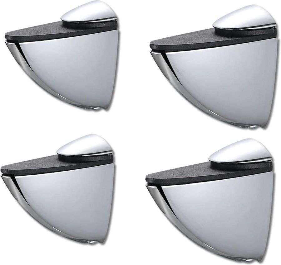 Allecto Premium Glasplank Ondersteuningen Verstelbare Glas Houders Zilver Houten Glazen Planken 3-20mm Dikte