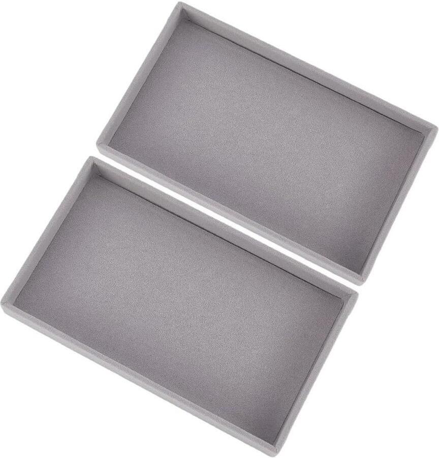Allecto Premium Grijze Sieraden lade voor Accessoire Organisatie en Opslag Set van 2 Stuks