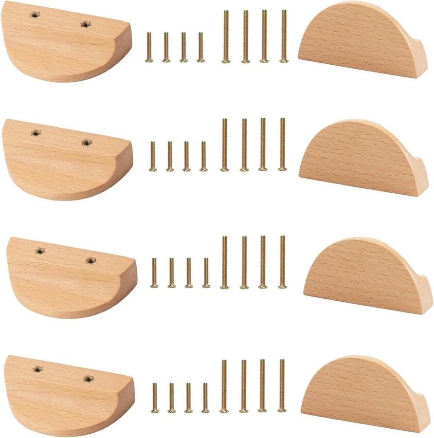 Allecto Premium Halve maan ladehandgrepen 12 stuks beukenhouten garderobelade hardware Houten trekt Ladekast accessoires
