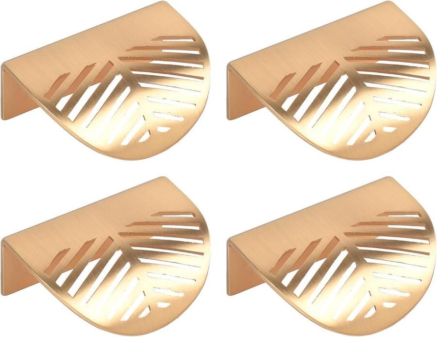 Allecto Premium Handgrepen voor Keukenkasten Set van 4 Bladvormig Design Decoratieve Meubelknoppen 60mm x 44mm