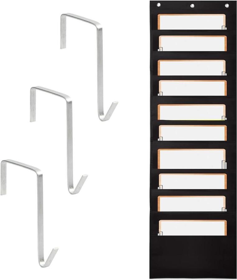 Allecto Premium Hangende opbergtas zwart voor kledingkast en deur opslagoplossingen met 10 zakken in zwart design