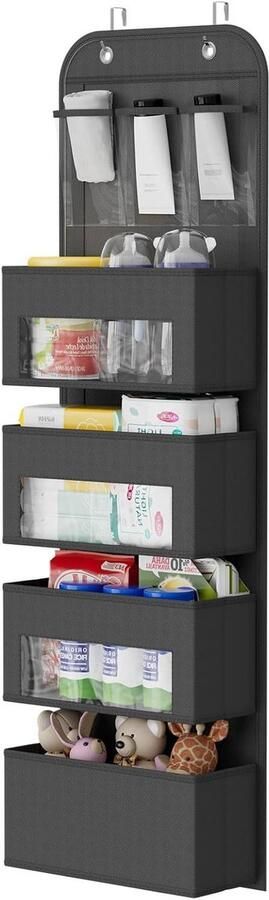 Deurorganizer met 4 grote vakken en 3 pvc-vakken Grijs