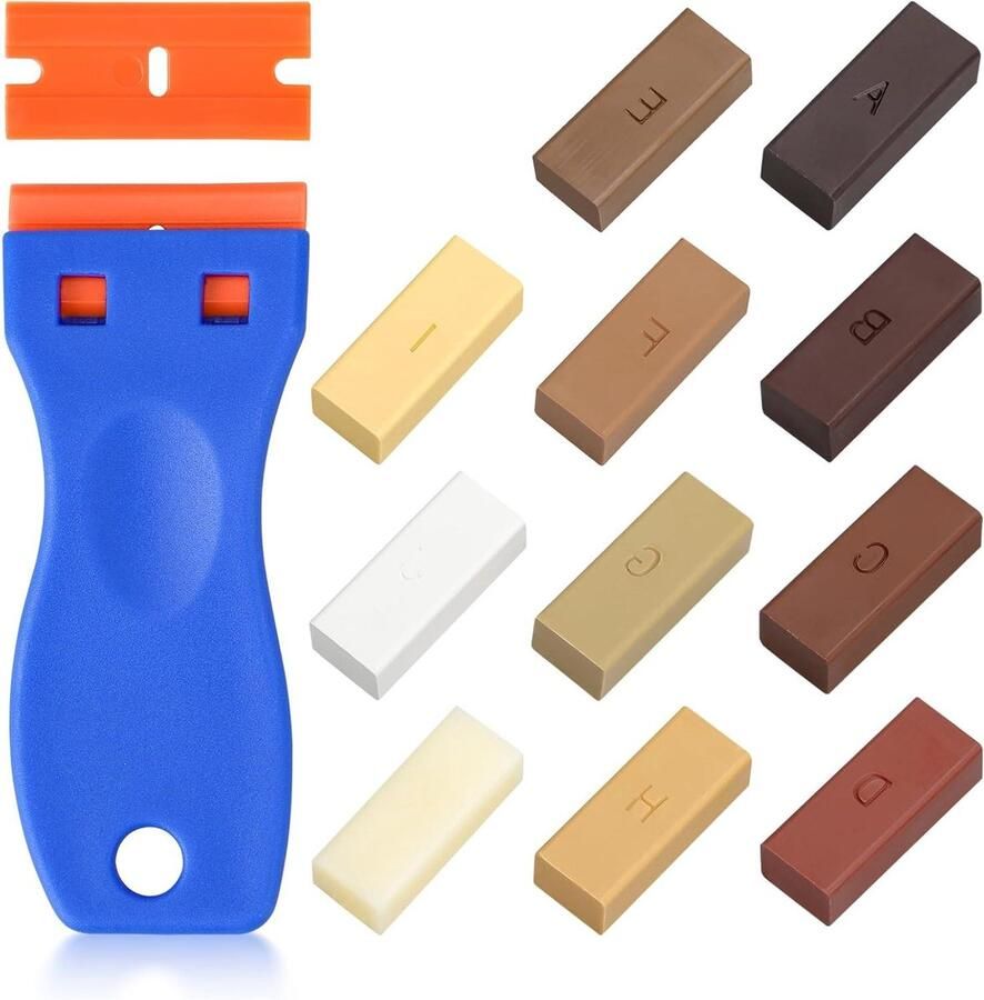 Allecto Premium Hard Wax Repair Kit voor Houten Vloeren en Meubels Inclusief Spatel en Reparatie Was voor Krassen en Beschadigingen Ideaal voor Parket Laminaat en Vinyl Meubelreparatie en -herstelkit met Was en Spatel