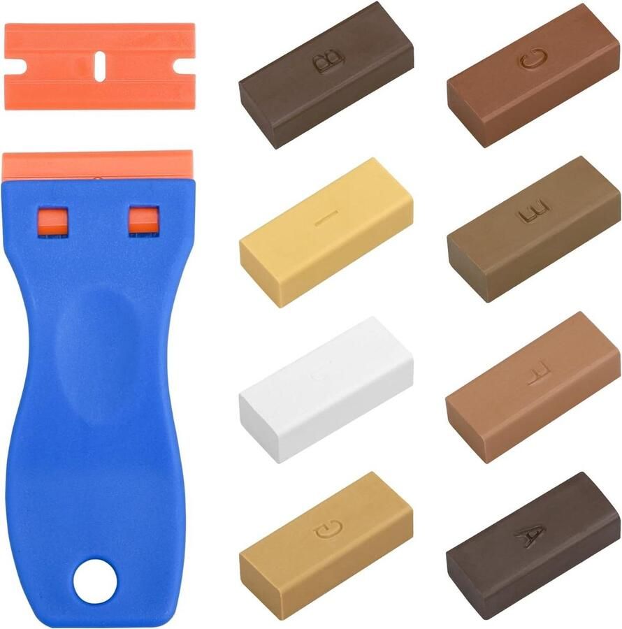 Allecto Premium Hard Wax Repair Kit voor Laminaat en Hout Set voor Meubelreparatie 8 Verschillende Kleuren Krassen en Beschadigingen Herstellen Werkbladen Reparatie Gaten