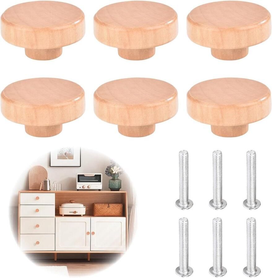 Allecto Premium Houten Kabinet Knoppen 38mm Ronde Vintage Lade Pull Handvat Keuken Kast Deur Trekt 6 Stuks