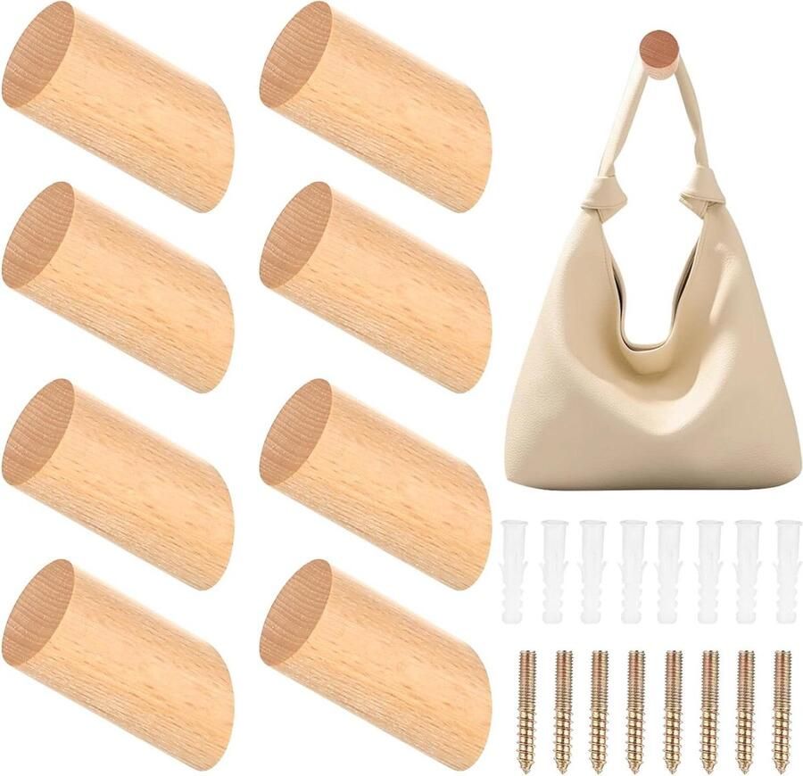 Allecto plus Houten kapstokhaken in vintage stijl voor kleding hoeden en handdoeken Slaapkamer gang badkamer en keuken