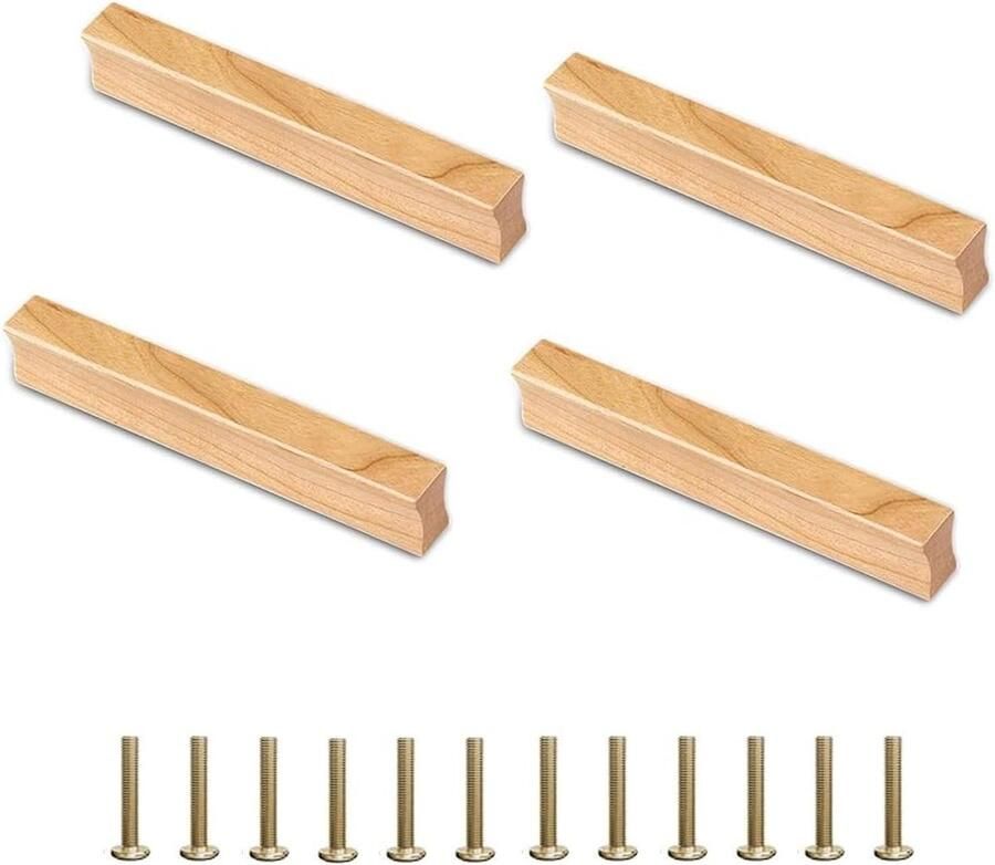 Allecto Premium Houten Kastgreep Set 4 Stuks 128 mm Gat Afstand Kastgrepen voor Houten Meubels Lade Handgreep Inclusief Schroeven voor Kasten en Laden