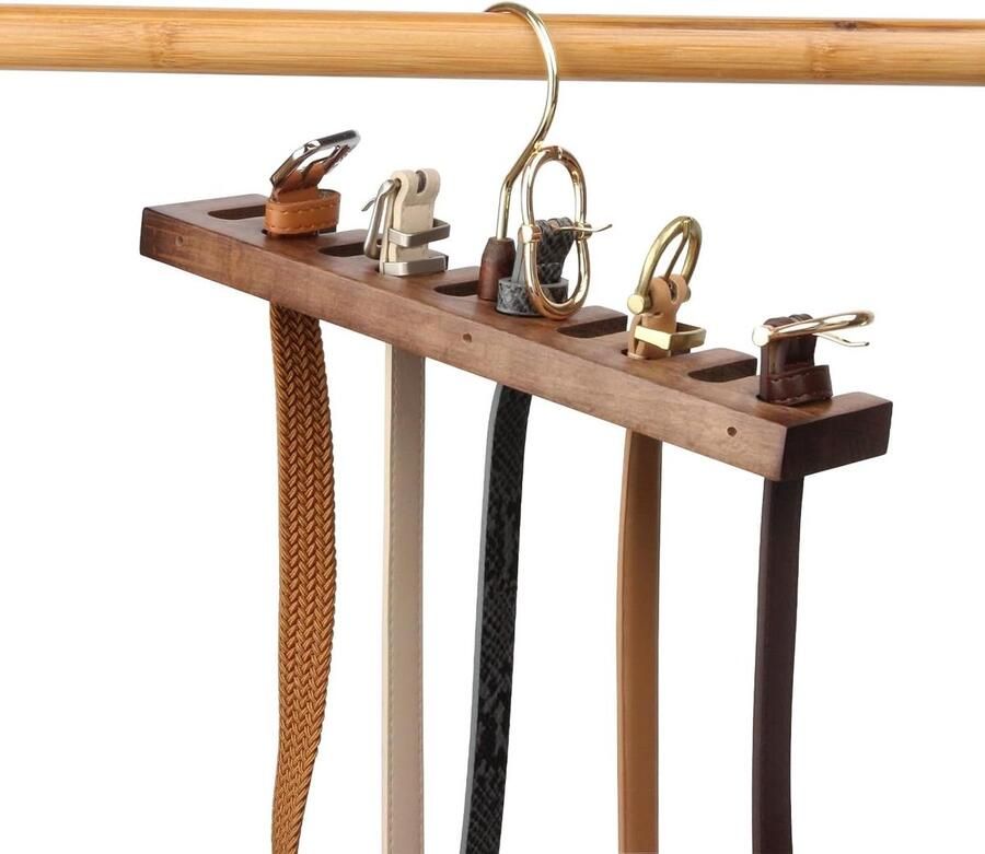 Allecto Premium Houten riemhaak 360 graden draaibare riemhouder voor garderobe met 10 stoelen retro design…